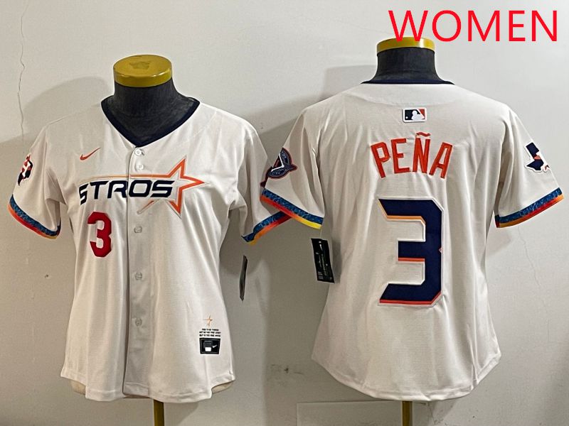 Women Houston Astros #3 Pena Cream Fourth generation Joint Name Nike 2025 MLB Jersey style 3